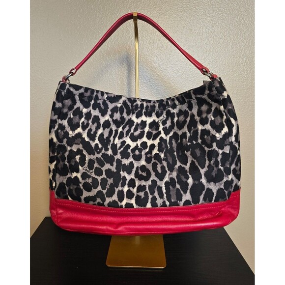 Coach Parker Ocelot Hobo purse in great condition animal print and red leather - Picture 4 of 9